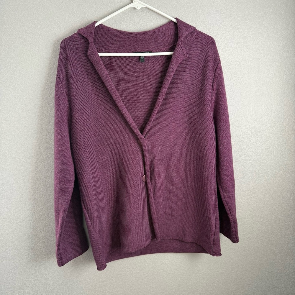 Eileen Fisher Deep Purple Cardigan size Petite Medium